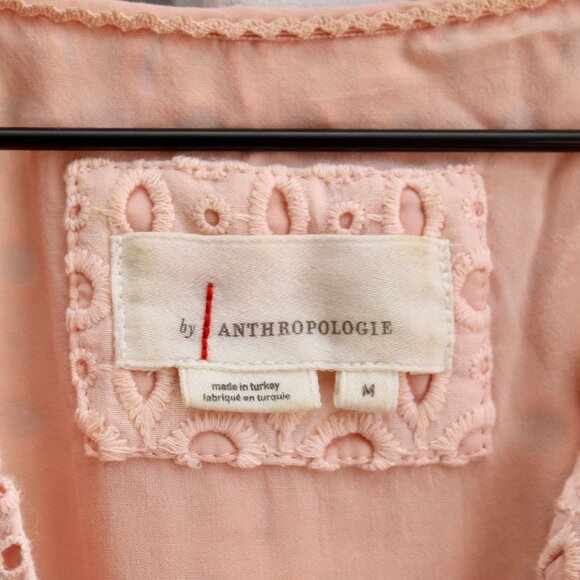 Anthropologie Pink The Somerset Eyelet Edition Tiered Mini Dress Size Medium - Picture 6 of 9